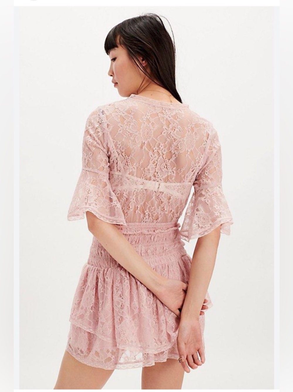 Free People Lala Lace Pink Rose Mini Dress
Size Medium NWT - Picture 5 of 11